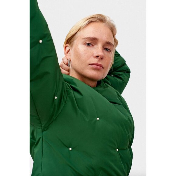 SLEEPER Puffer Jacket With Pearl Details Green Womens Size Small Medium - Picture 3 of 11